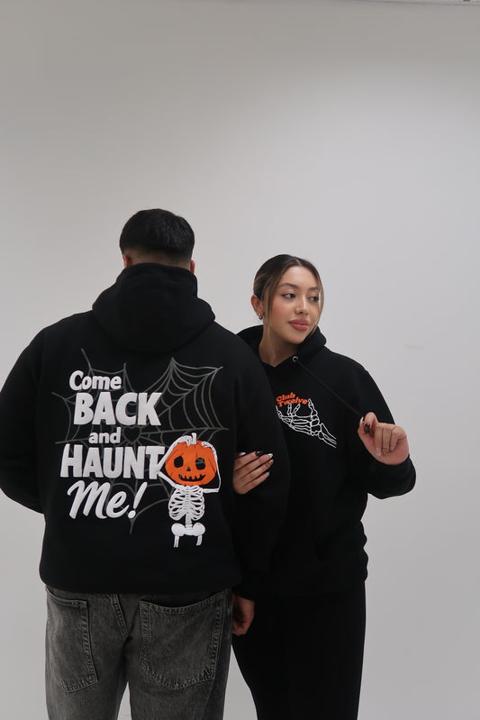 HAUNT ME PUFF HOODIE - BLACK